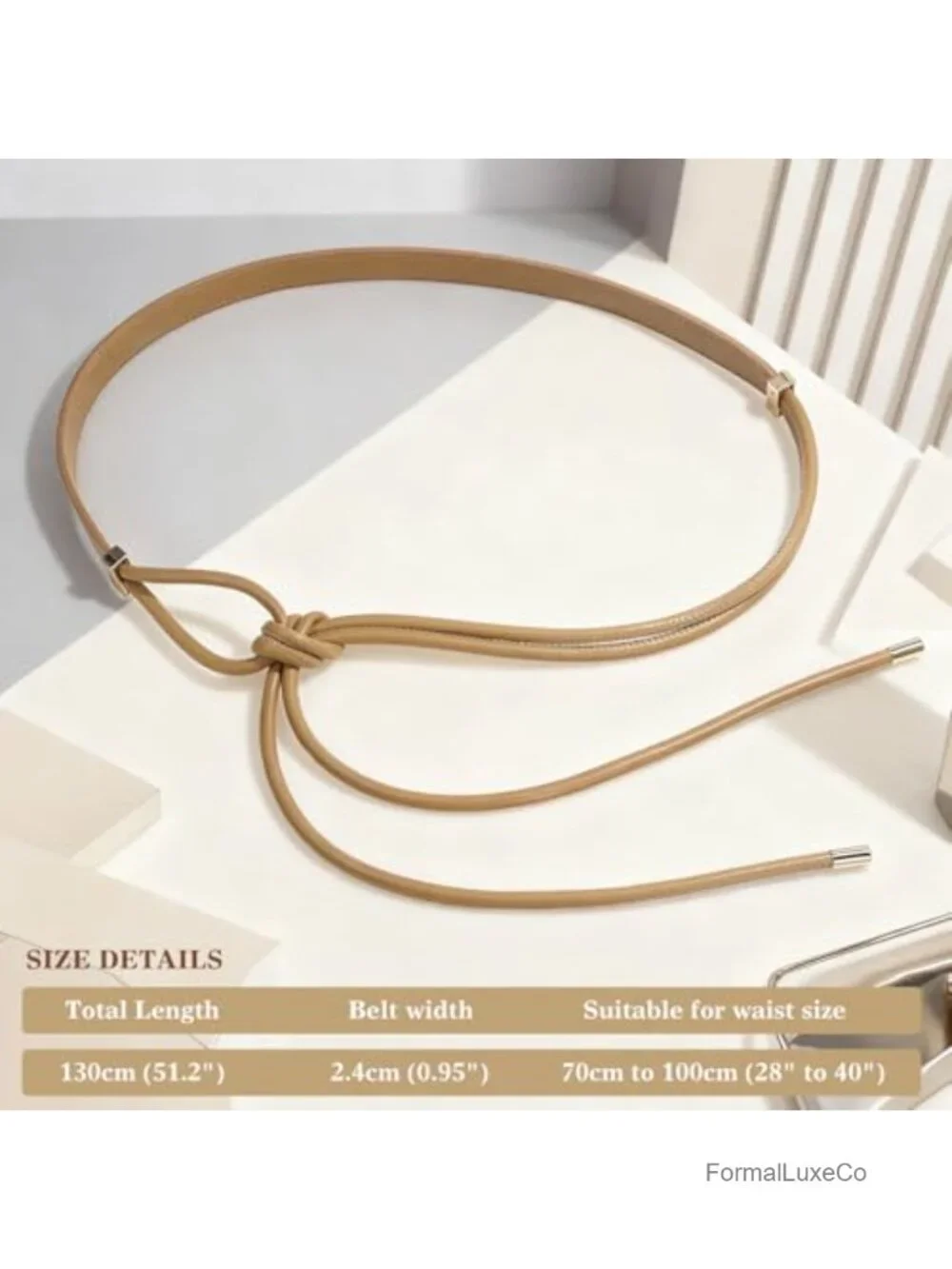 PU Leather Knotted Thin Waist Belt for Women